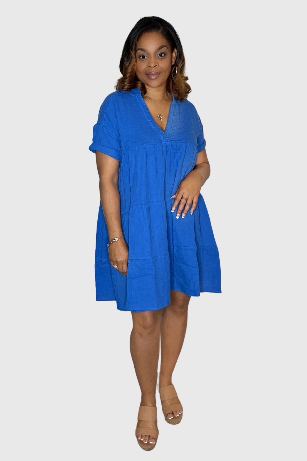 Blue Linen Doll Dress