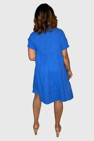 Blue Linen Doll Dress