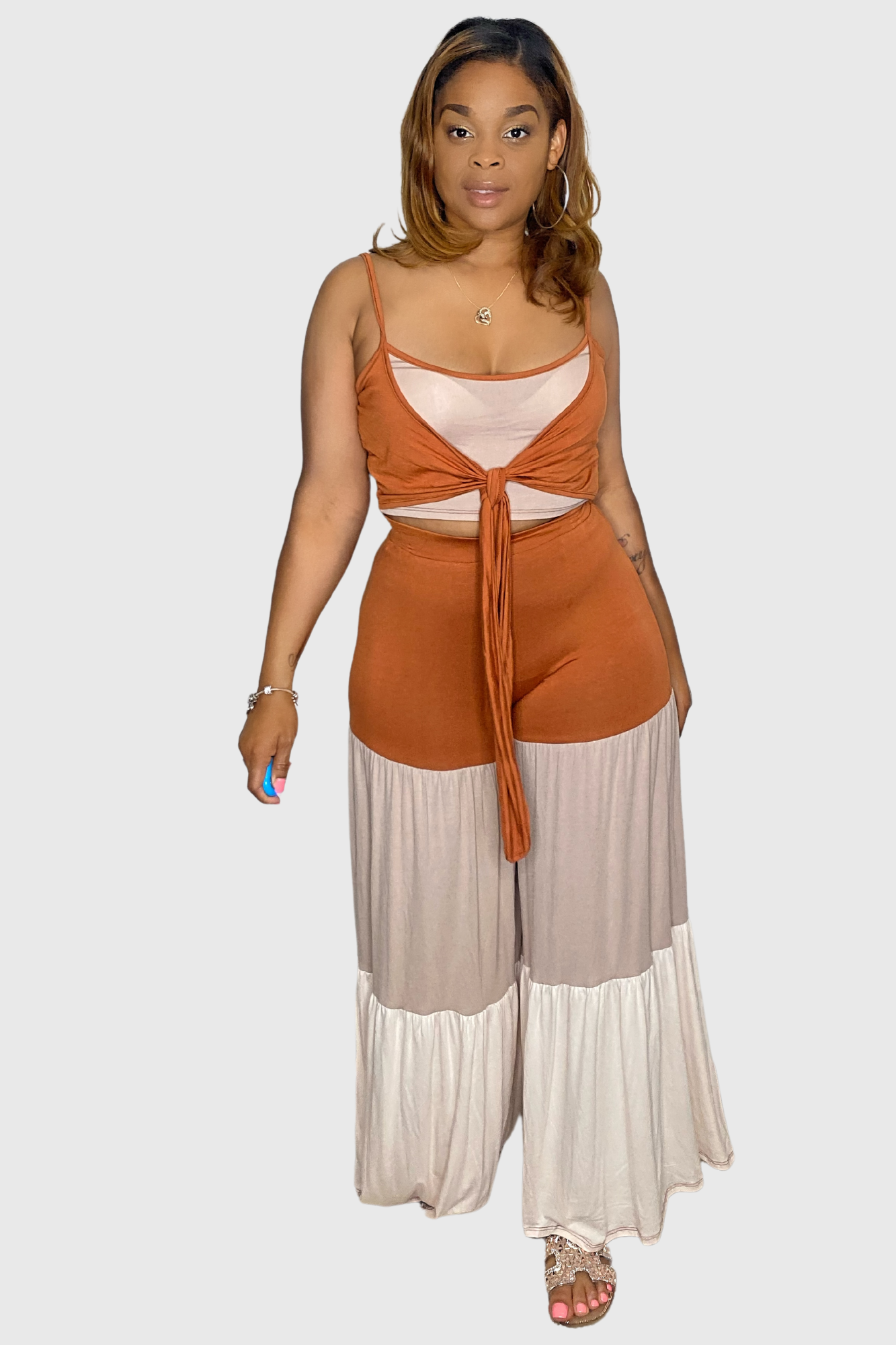 "Blissful" wide leg pants set