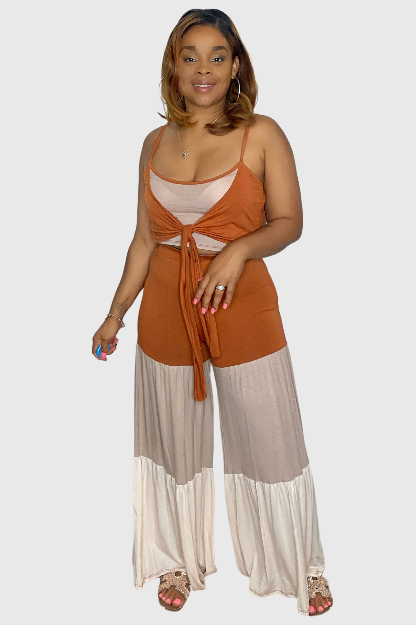 "Blissful" wide leg pants set