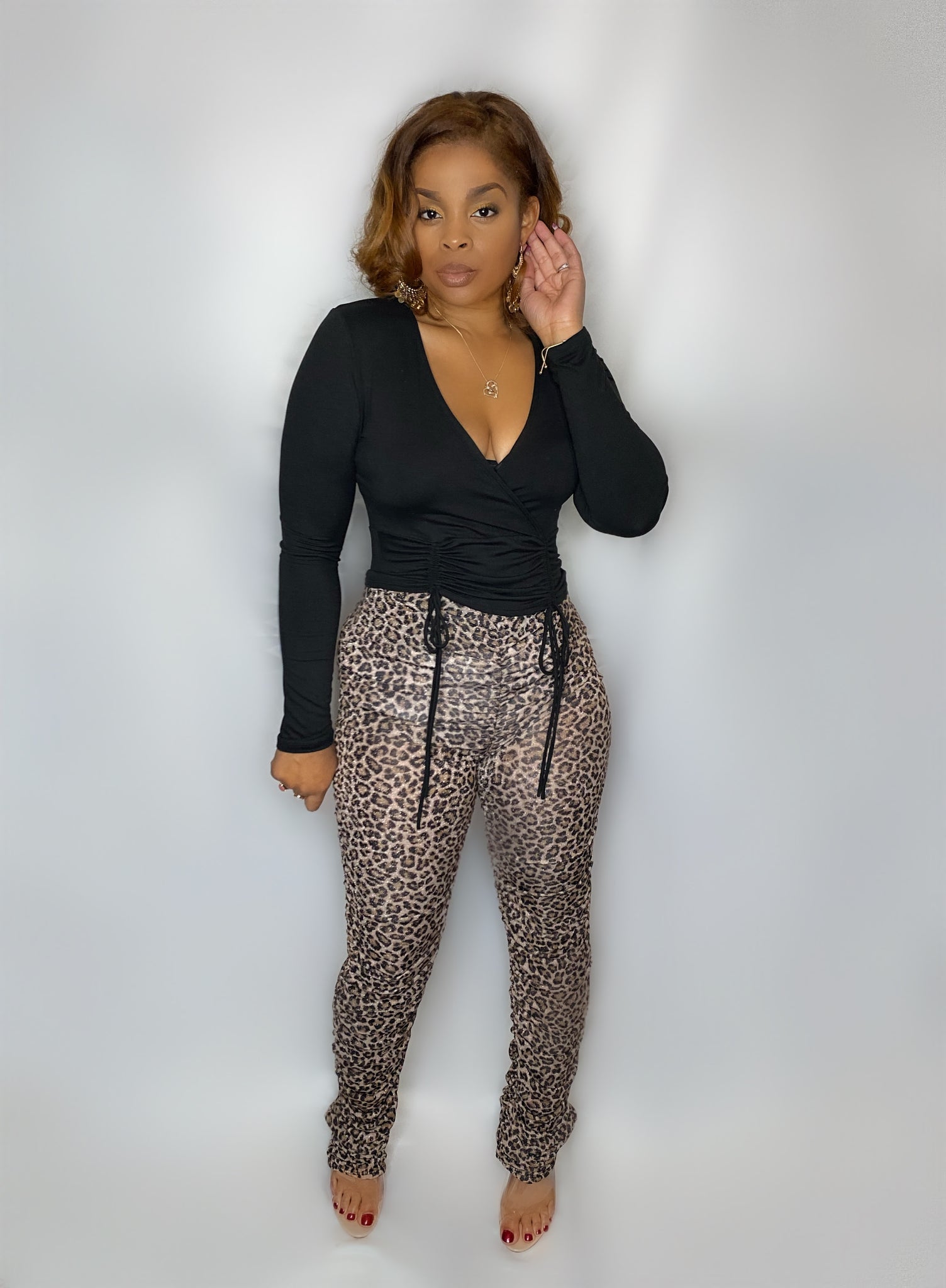 "Sheerlace" Leopard Pants